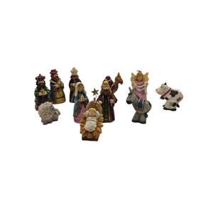 Mintature Nativity Set 11 Pieve Resin Figures Christmas Decor